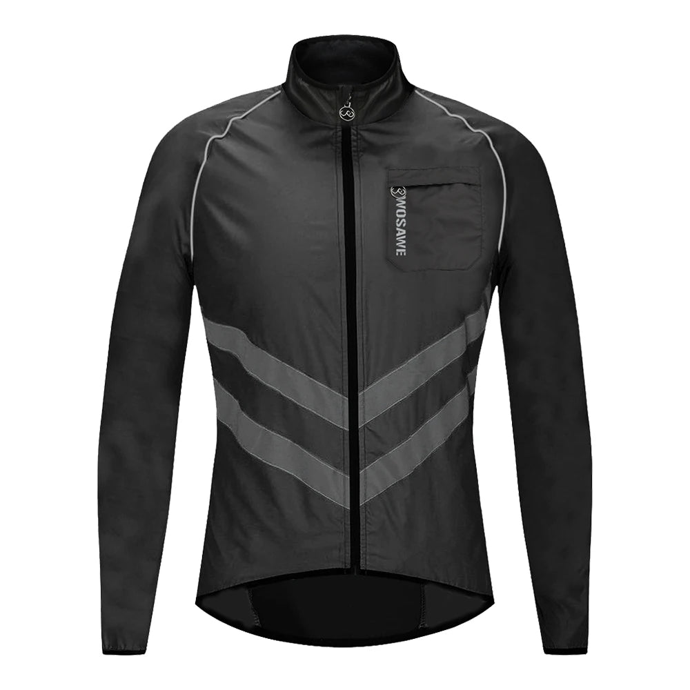 WOSAWE Men’s Cycling Windbreaker Jacket Waterproof Windproof Reflective Bike Coat Lightweight Outdoor Sports Apparel Portable