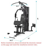 148LB Multifunctional Home Gym Full Body Workout Equipment Cable Pulley System Strength Training Fitness Exercise Machine Set