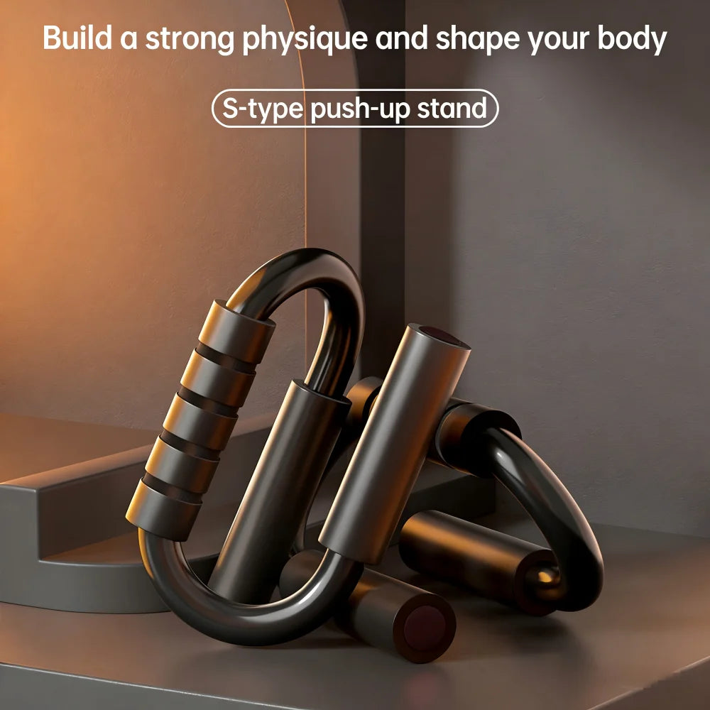 S-shaped Push-Up Rack with Non-Slip Foam Handles, Steel Frame, Home Fitness Equipment,Designed for Chest and Upper Body Training