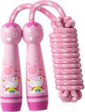 Adjustable Kids Jump Rope - Cotton Braided Skipping Rope with Wooden Handle for Toddlers, Boys & Girls, Beginner Fitness Workout