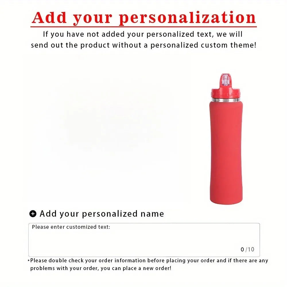 Personalized Insulated Stainless Steel Water Bottle with Straw - Engraved Fitness/Cycling Bottle, Perfect Gift for Men & Women