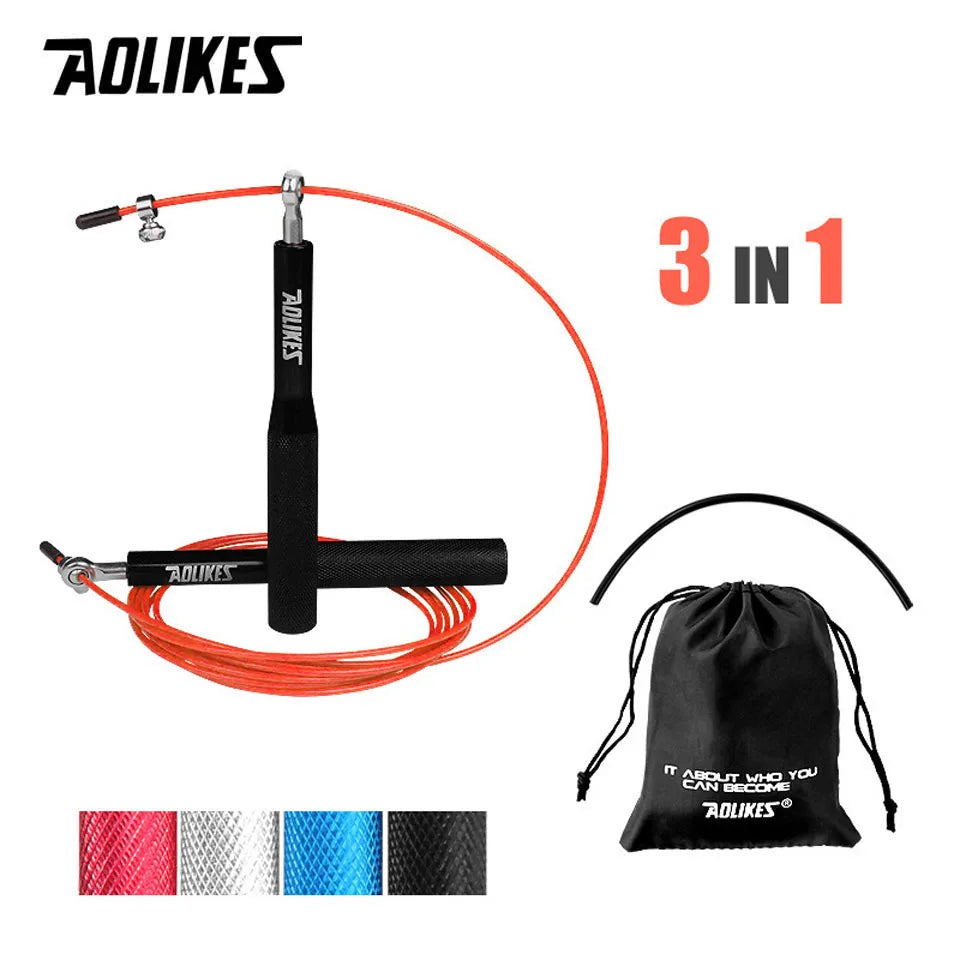 AOLIKES Crossfit Jump Rope Adjustable Jumping Rope Training Aluminum Skipping Rope Fitness Speed Skip Training Boxing MMA