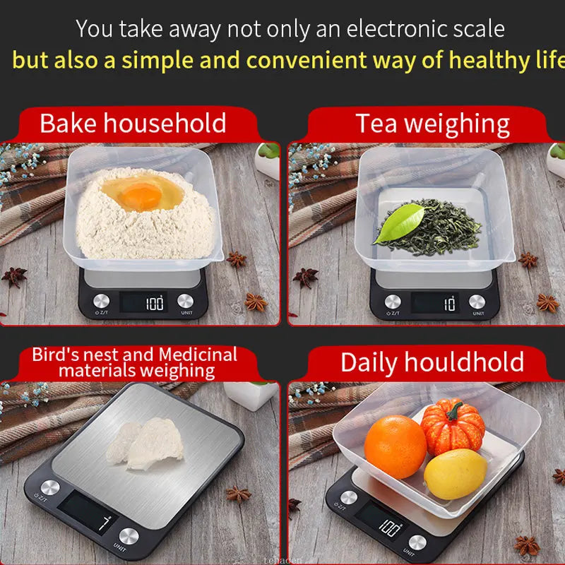 Digital Kitchen Scale Weighing Food Coffee Balance Smart Electronic Digital Scales Stainless Steel Design for Cooking and Baking