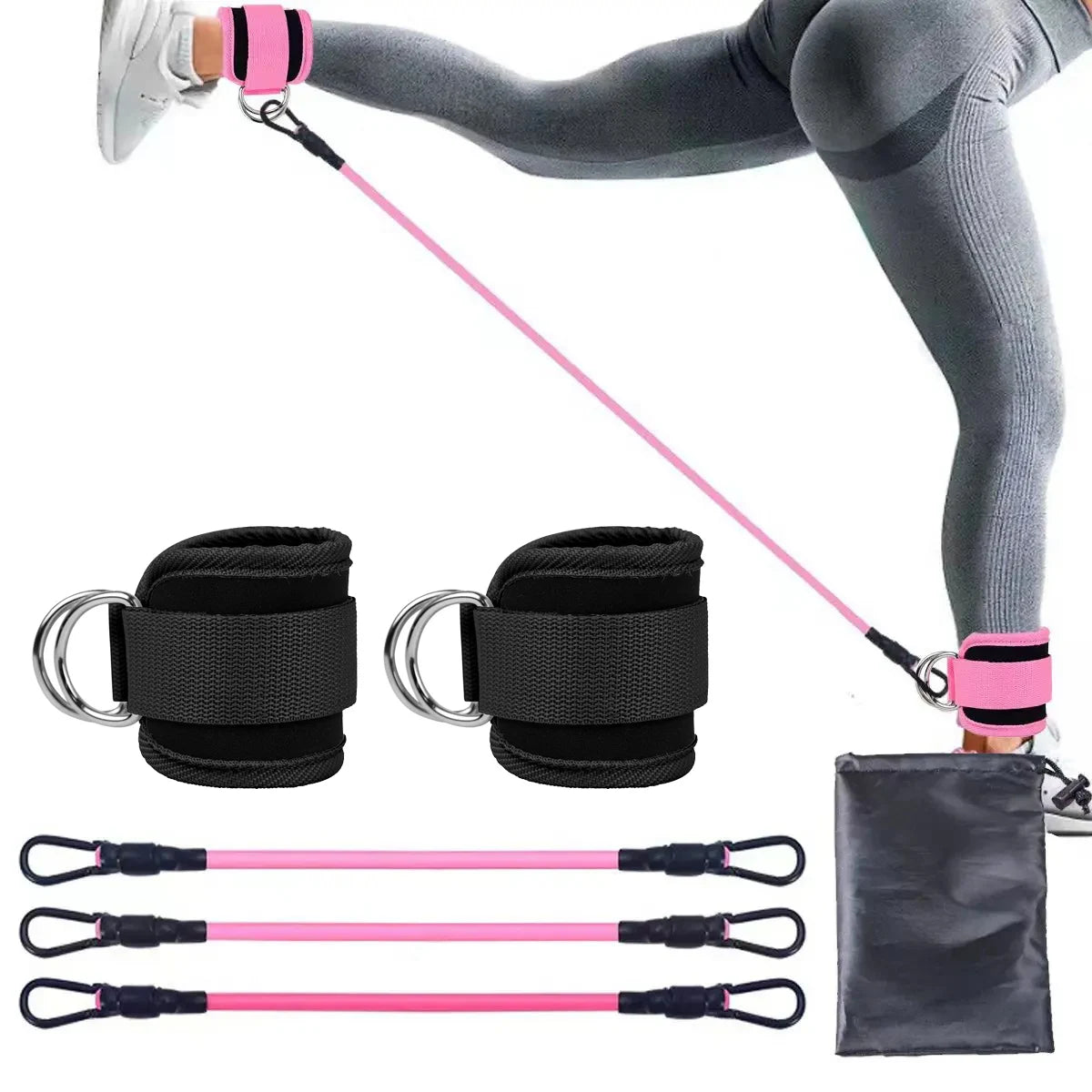 Ankle Straps Resistance Bands Set Fitness Workout Exercise Equipment Ankle Weight Yoga Elastic Fitness Band For Gym Man Woman