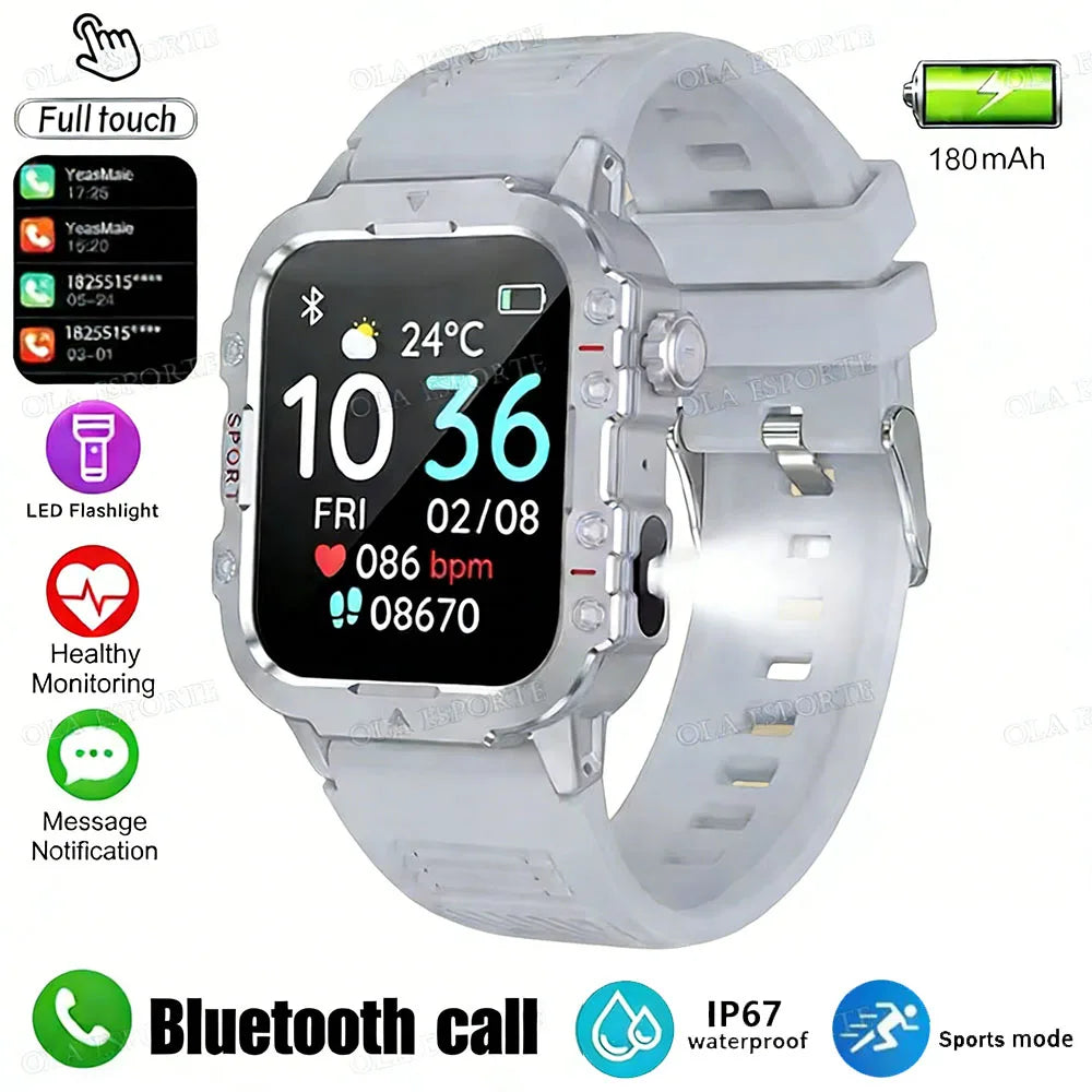 2026 New Military Smart Watch Men 3ATM Outdoor Sports Fitness Tracker Blood Pressure Health Monitoring BT Call GPS Smartwatch