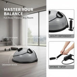 Fitness Half Ball 62cm Balance Ball 300kg Capacity Balance Station with Resistance Band and Foot Pump