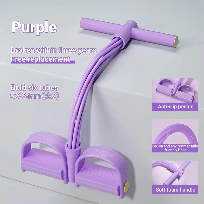 2PCS Multi-Functional Four-Tube Pedal Tensioner Yoga Elastic Band 6 Ropes Resistance Bands Pilates Strap Removable Yoga