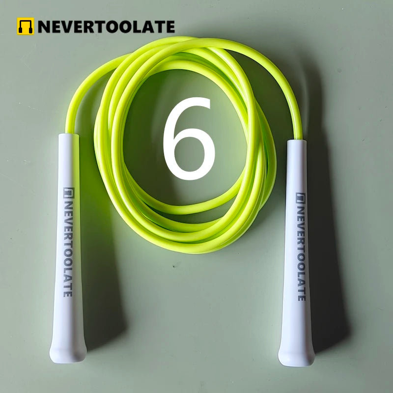 6mm thick PVC jump rope 140 gram 80A with core thread vinyl cord rope 15.5cm long handle NEVERTOOLATE  hitt exercise fitness
