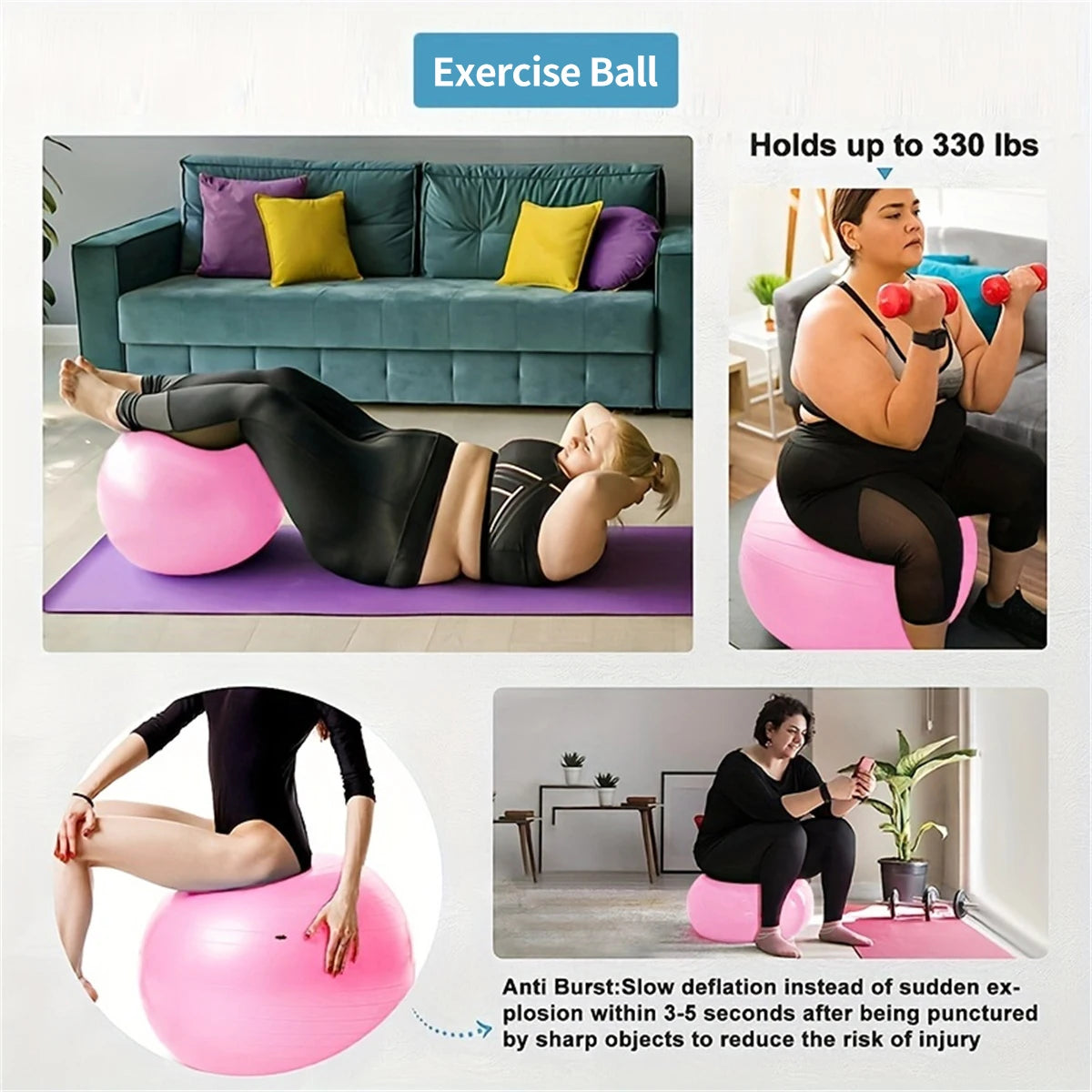 5pcs Yoga Ball Set for Gymnastics, Balance Training, Body Shaping and Thickening Durable Fitness Balls Home Fitness Supplies