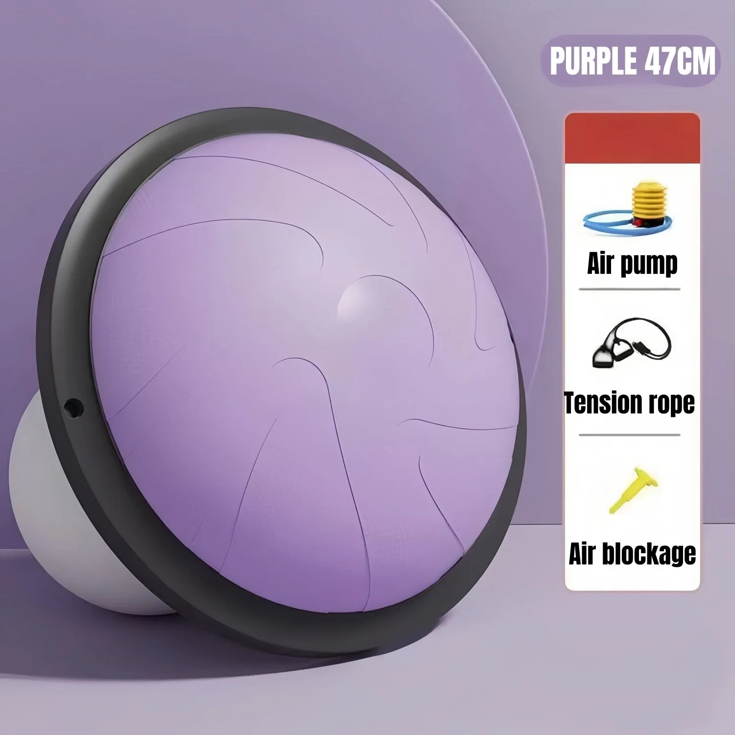 47cm/58cm Yoga Balance Ball Strong Half Home Gym Fitness Ball Explosion-Proof Pilates Fitball Wave Speed Ball