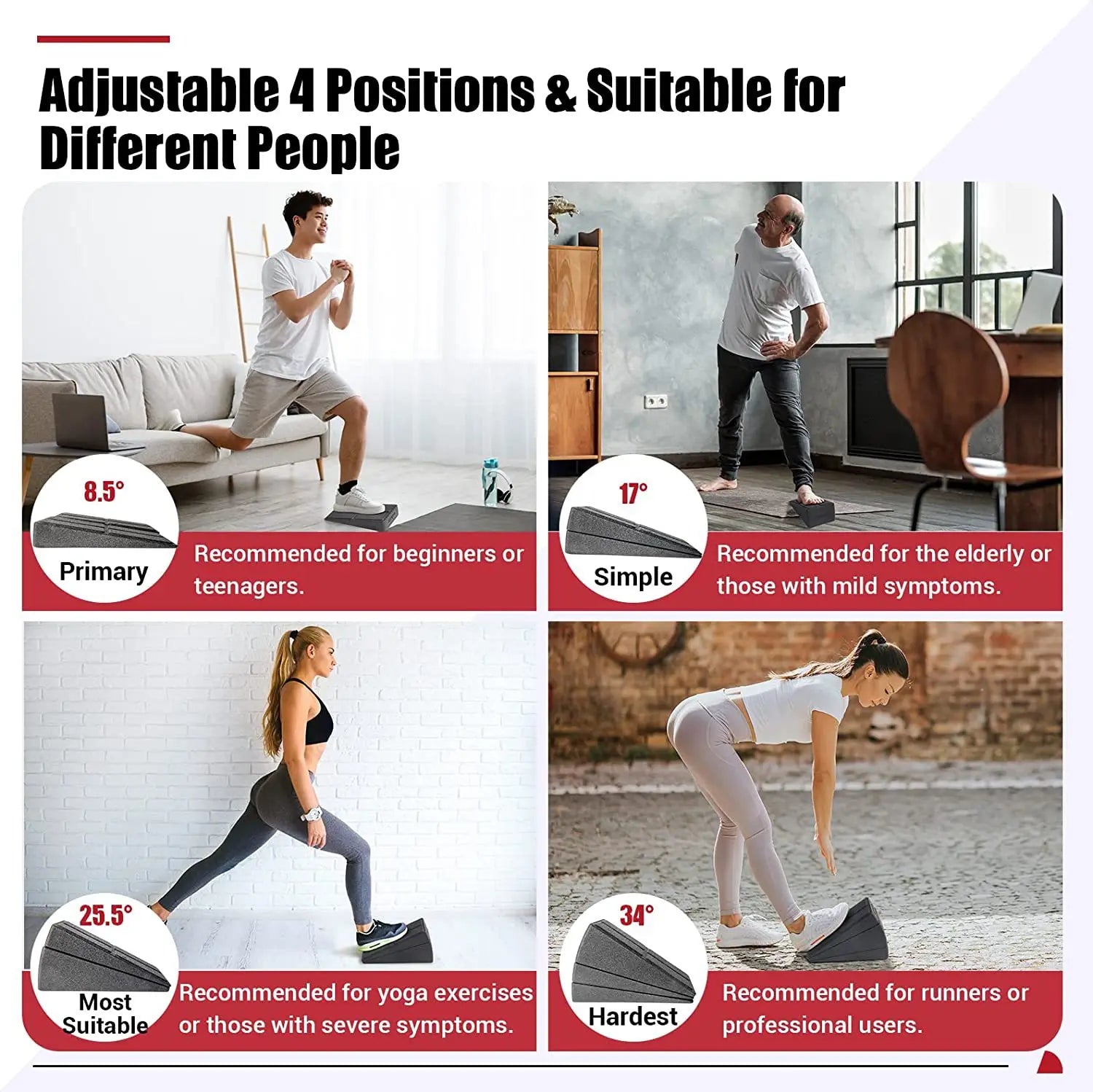 Yoga Wedge Stretch Slant Boards Adjustable Tilt Slanting Board Yoga Block Improve Lower Leg Strength for Exercise Gym Fitness